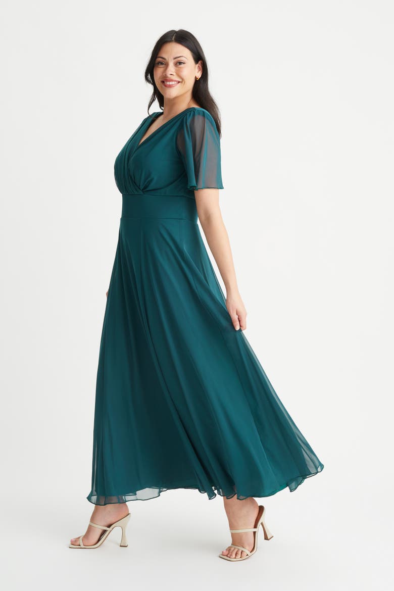 Isabelle Angel Sleeve Maxi Dress, Alternate, color, Green