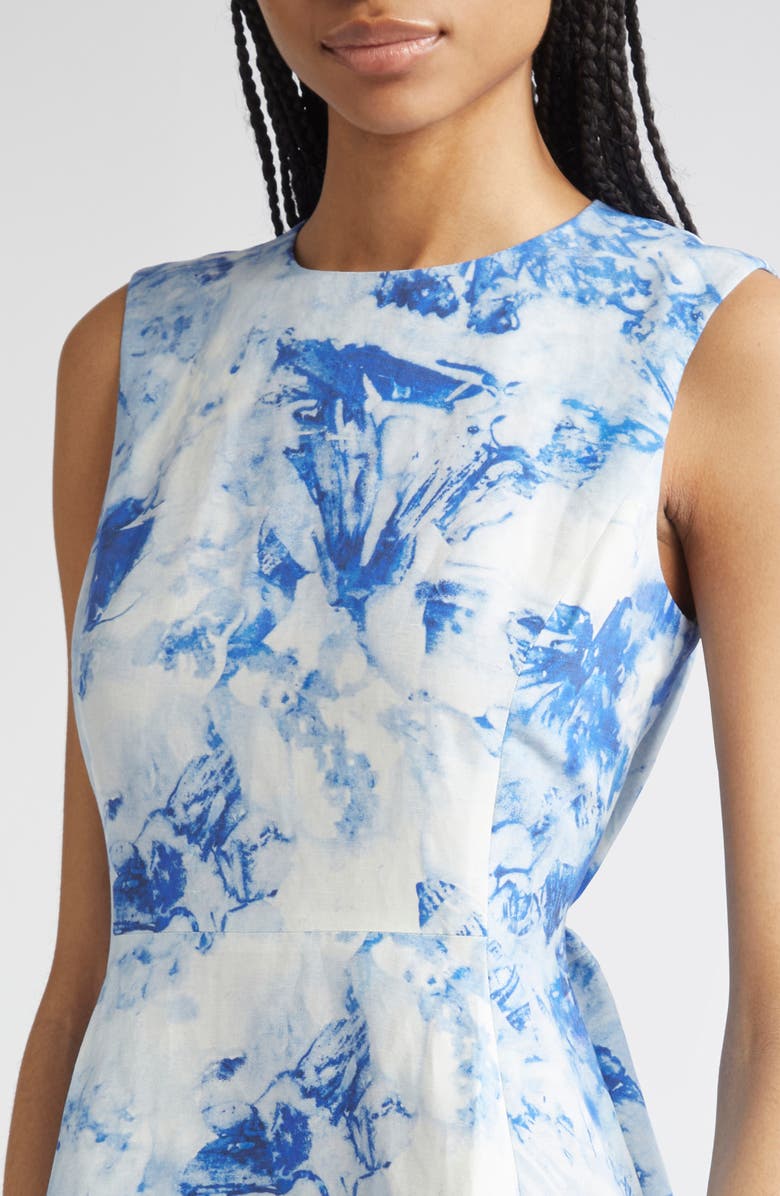 Lafayette 148 New York Floral Sleeveless Silk & Linen Fit & Flare Dress, Alternate, color, 