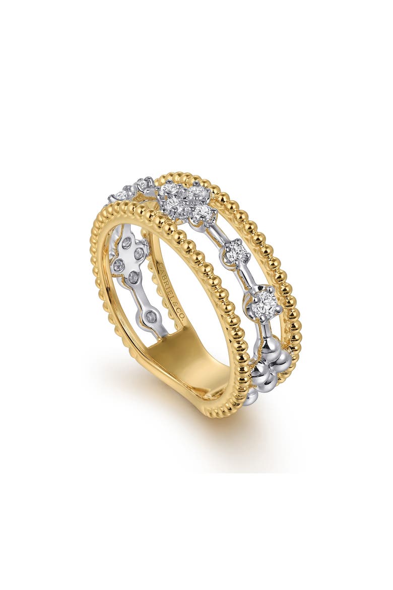 Bujukan Two-Tone 14K Gold & Diamond Stackable Ring, Main, color, TWO TONE