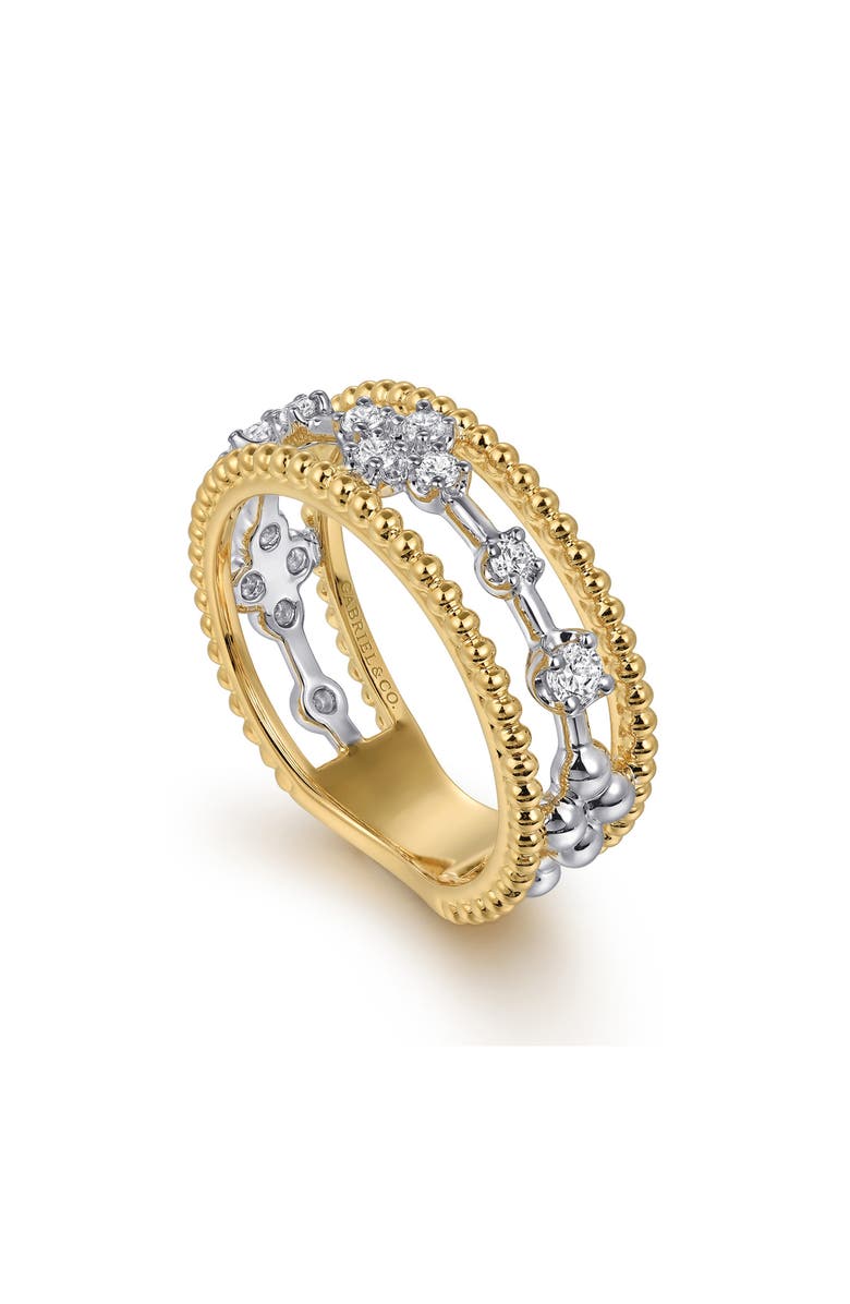 Gabriel & Co. Bujukan Two-Tone 14K Gold & Diamond Stackable Ring, Main, color, Two Tone