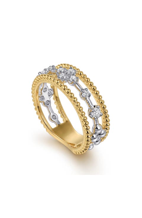 Bujukan Two-Tone 14K Gold & Diamond Stackable Ring