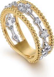 Gabriel & Co. Bujukan Two-Tone 14K Gold & Diamond Stackable Ring