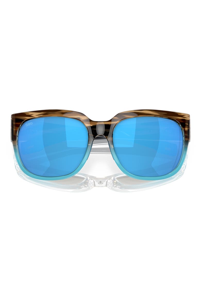 Waterwoman 58mm Mirrored Polarized Pillow Sunglasses, Alternate, color, BLUE GRAD
