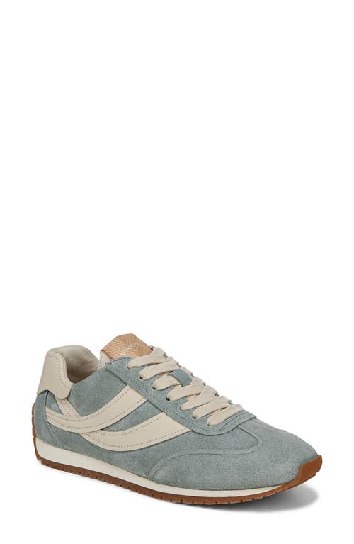 Vince Oasis Mixed Leather Retro Sneakers In Bitter Sage/moonlig