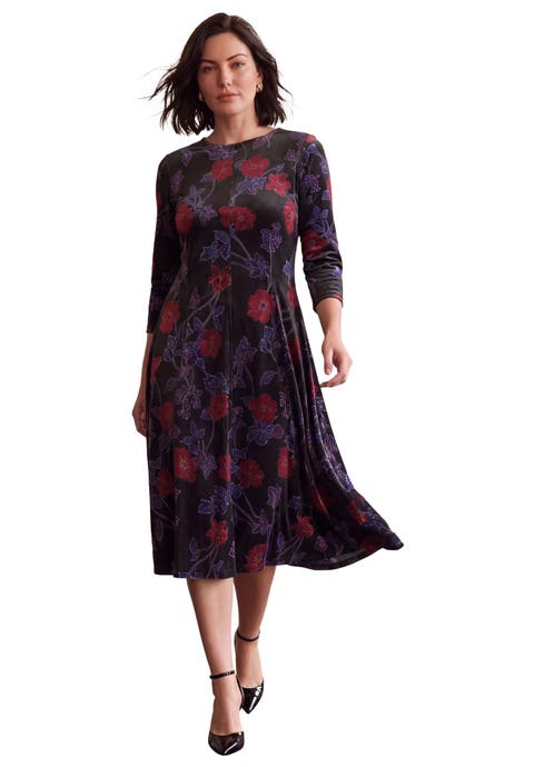 Velour Swing Drape Dress