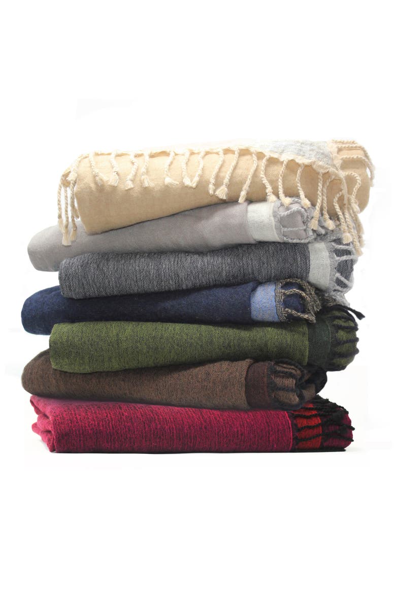 Merino Wool Reversible Throw Blanket, Alternate, color, BURGUNDY AND PLUM