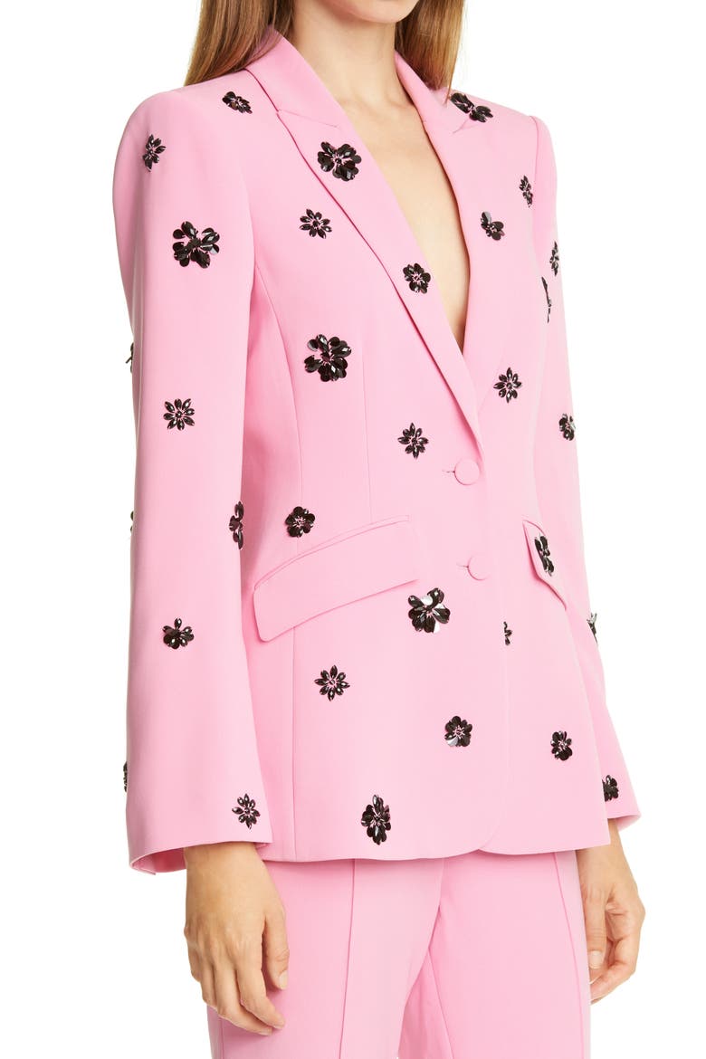 Cheyenne Crystal Flower Embellished Blazer, Alternate, color, WILD ORCHID/ BLACK