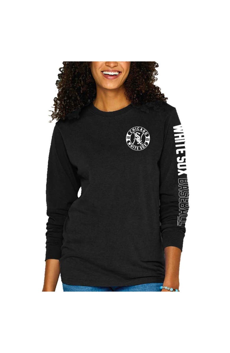 SOFT AS A GRAPE Women's Soft as a Grape Black Chicago White Sox Pigment-Dyed Long Sleeve T-Shirt, Main, color, 