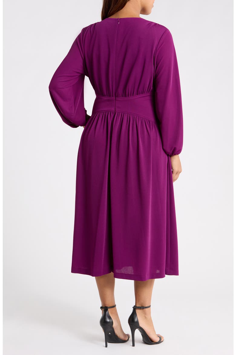 Blouson Sleeve Midi Dress, Alternate, color, BEET