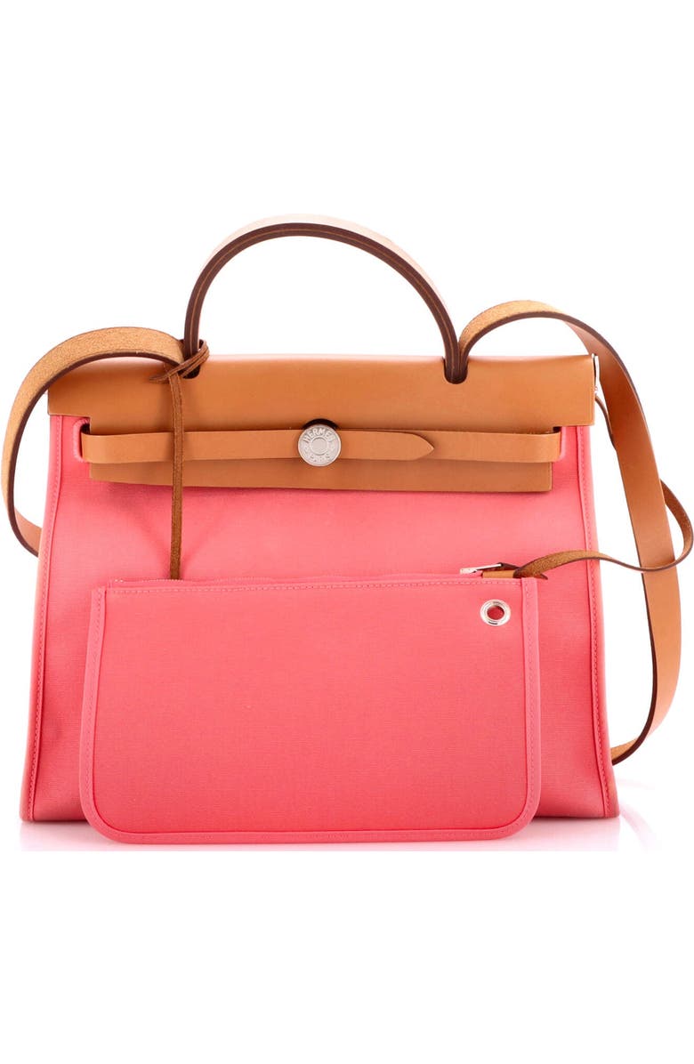 Pre-Owned Hermes Herbag Zip Leather and Toile 31, Alternate, color, Rose Azalee