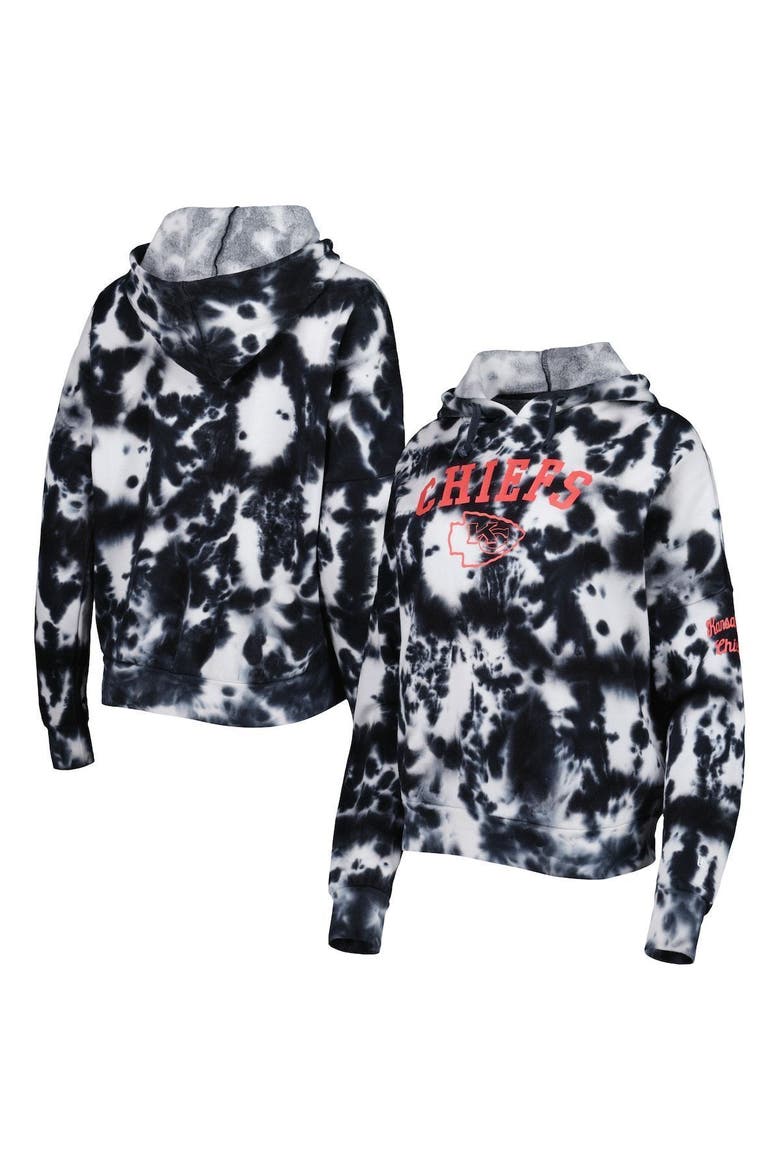 Women's New Era Black Kansas City Chiefs Cloud Dye Fleece Pullover Hoodie, Main, color, Black