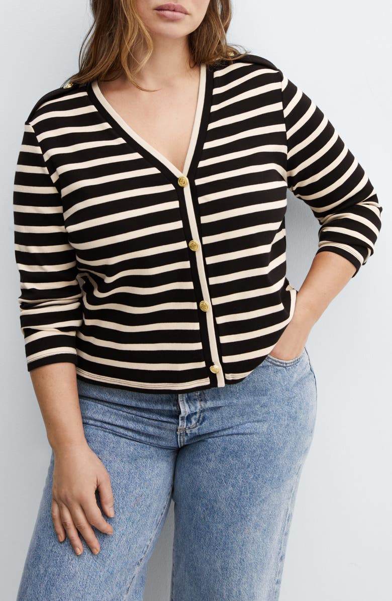 MANGO Stripe Cotton Cardigan, Alternate, color,