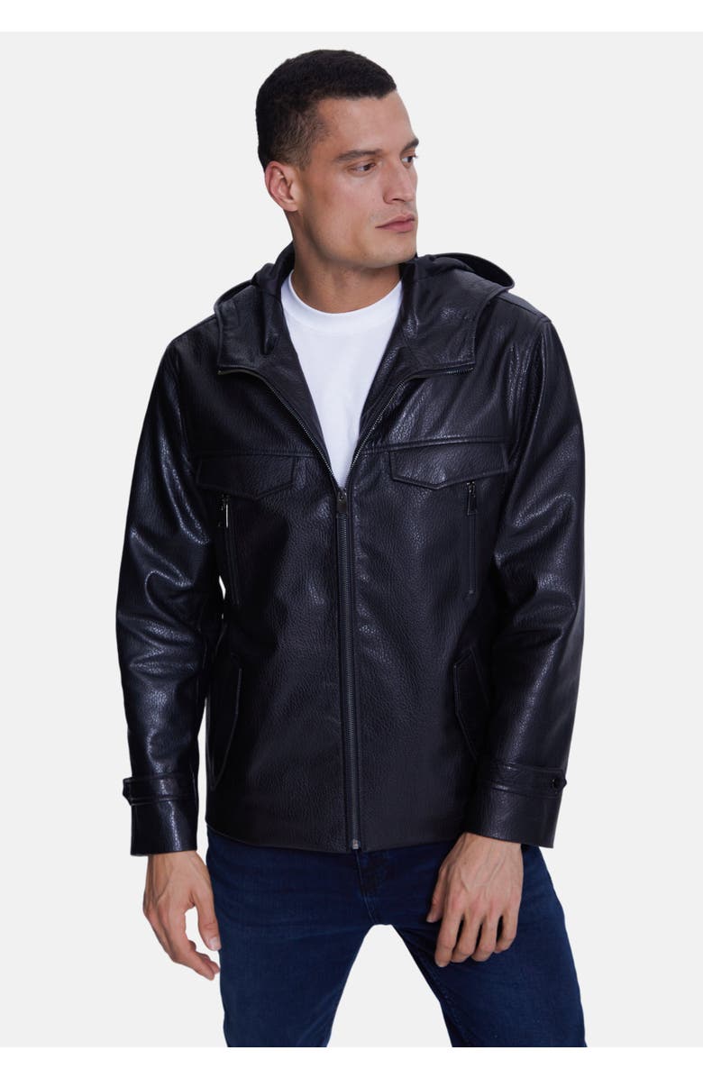 Furniq UK Adrian Leather Jacket, Alternate, color, Black
