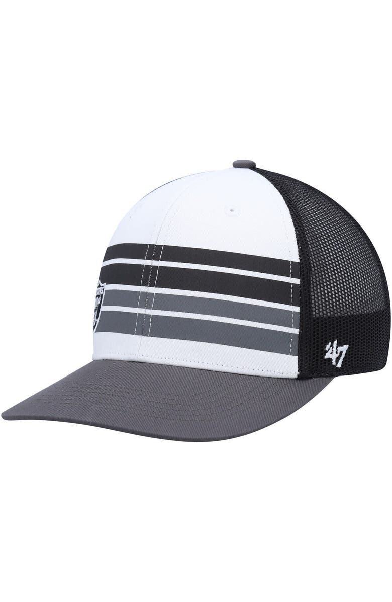 '47 Youth '47 White/Charcoal Las Vegas Raiders Cove Trucker Snapback Hat, Alternate, color, 
