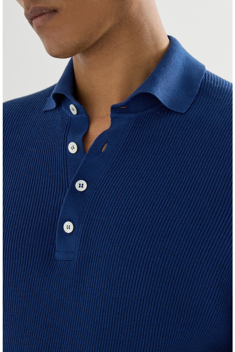 Half English rib knit polo, Alternate, color, Avio Blue