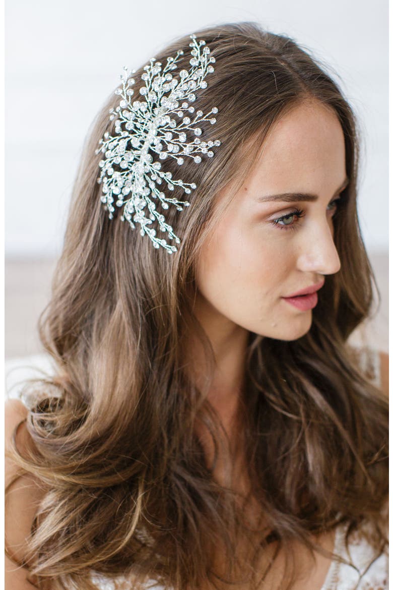 'Veda' Crystal Embellished Hair Comb, Main, color, CLASSIC SILVER