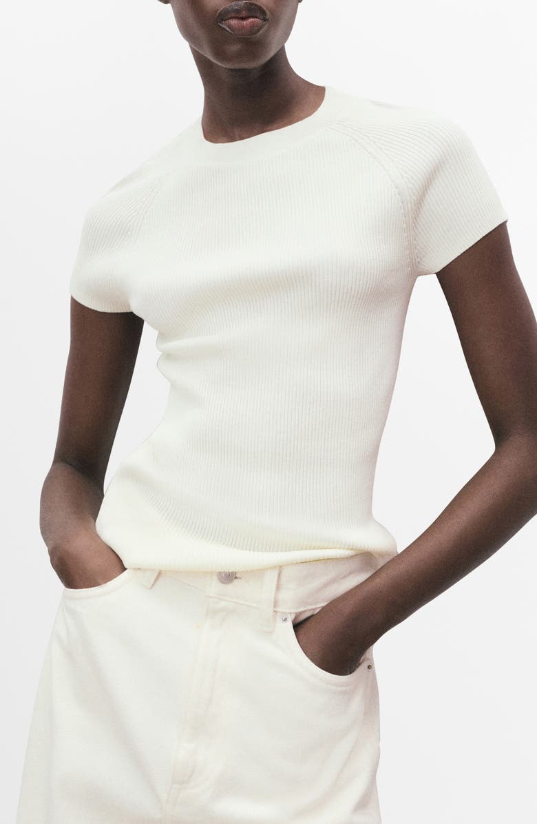 MANGO Rib Sweater, Main, color, Ecru