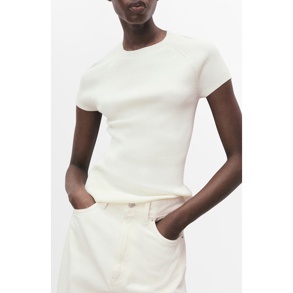 Mango Rib Sweater In White