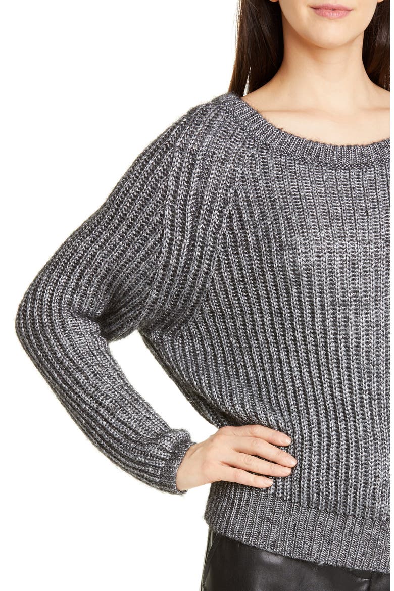 Seventy Shaker Stitch Sweater, Alternate, color, DARK GREY