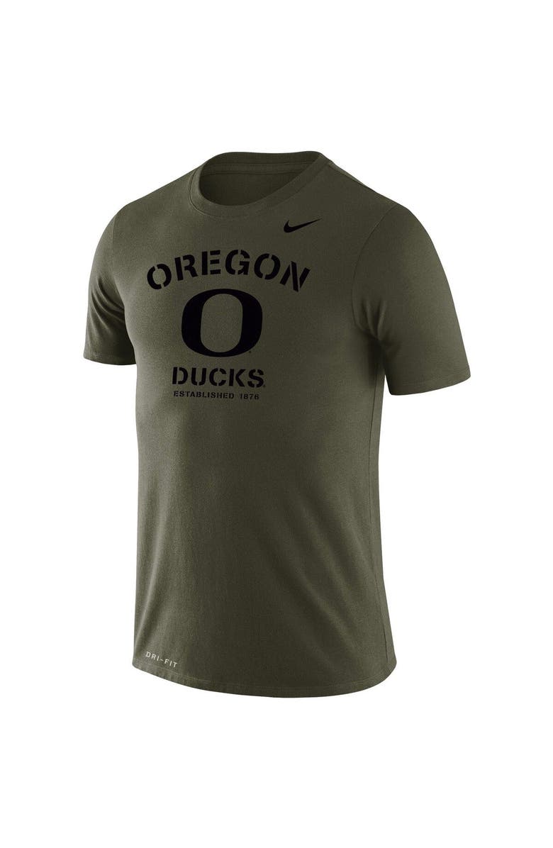 Nike Men's Nike Olive Oregon Ducks Stencil Arch Performance T-Shirt, Alternate, color,