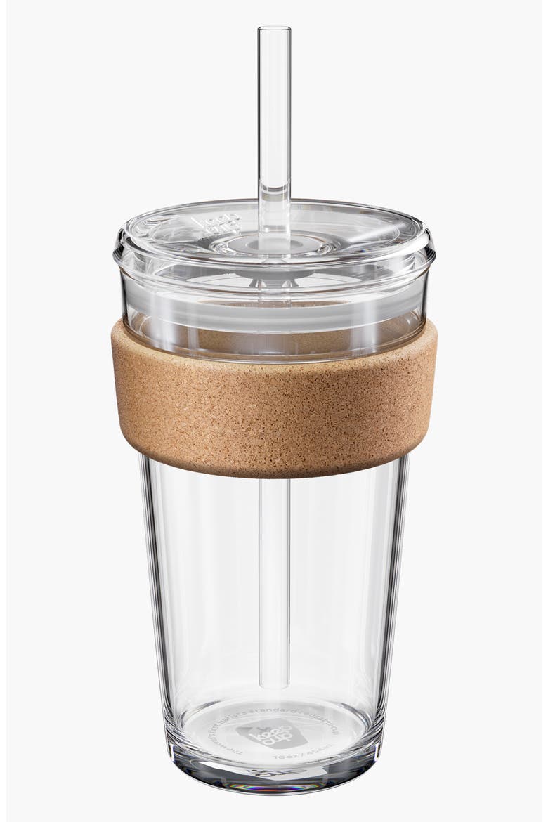 Cold Cup Cork with Coffee Straw, Main, color, Clear