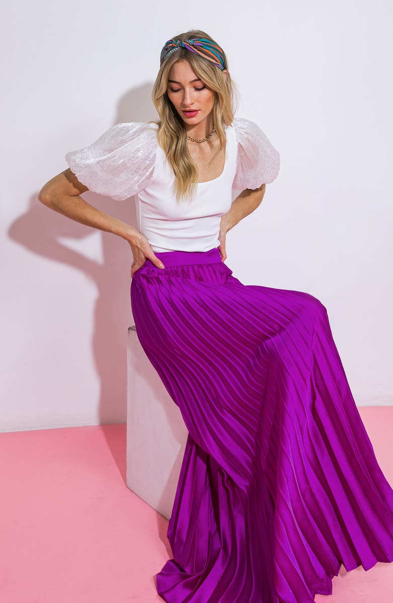 FLYING TOMATO Pleated Maxi Skirt, Alternate, color, 