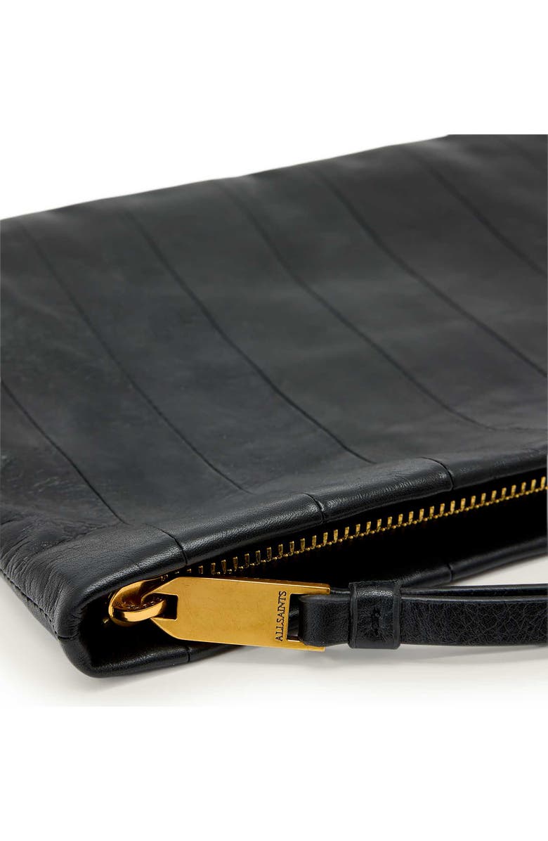 AllSaints Bettina Paneled Leather Clutch, Alternate, color, Black