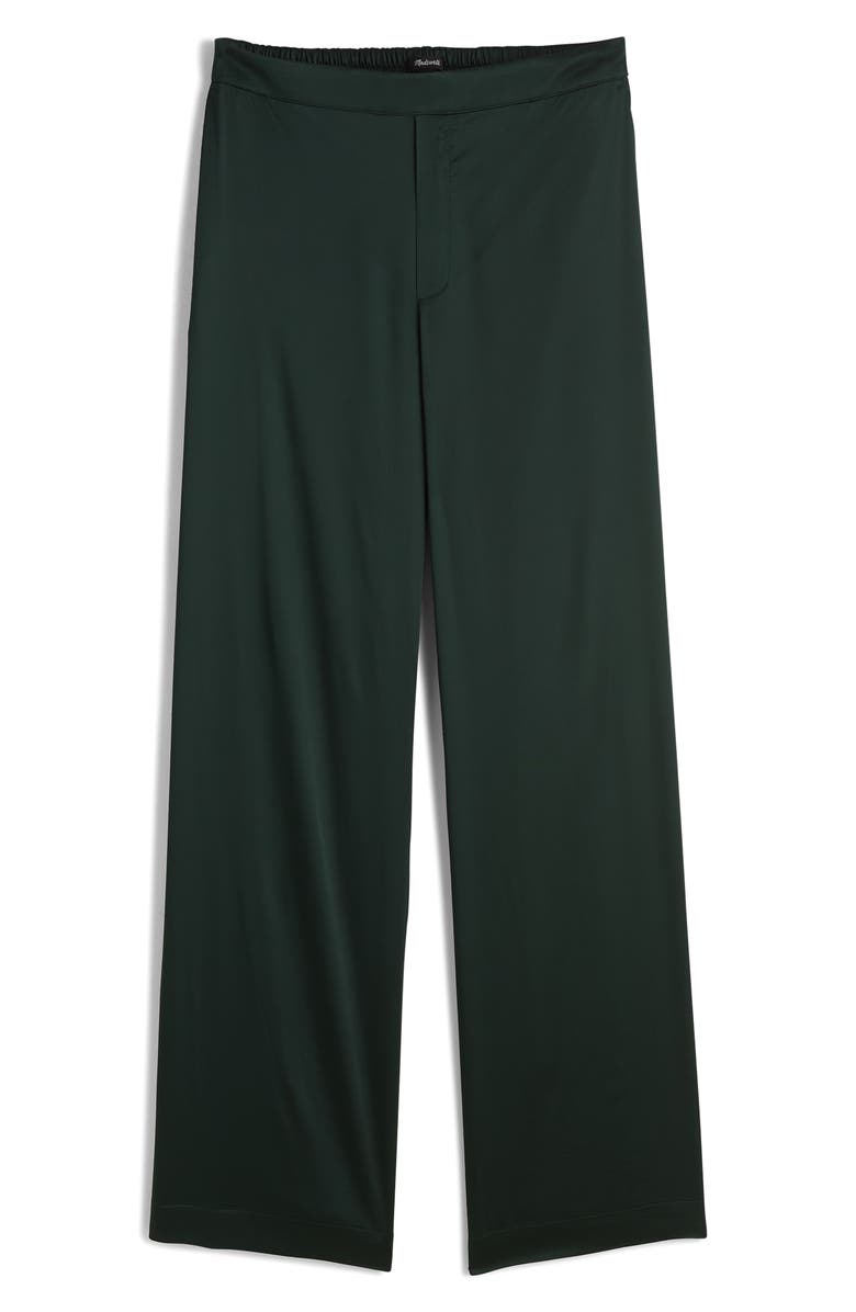 Madewell Pull-On Straight Stretch Satin Pants, Alternate, color, Luxury Forest