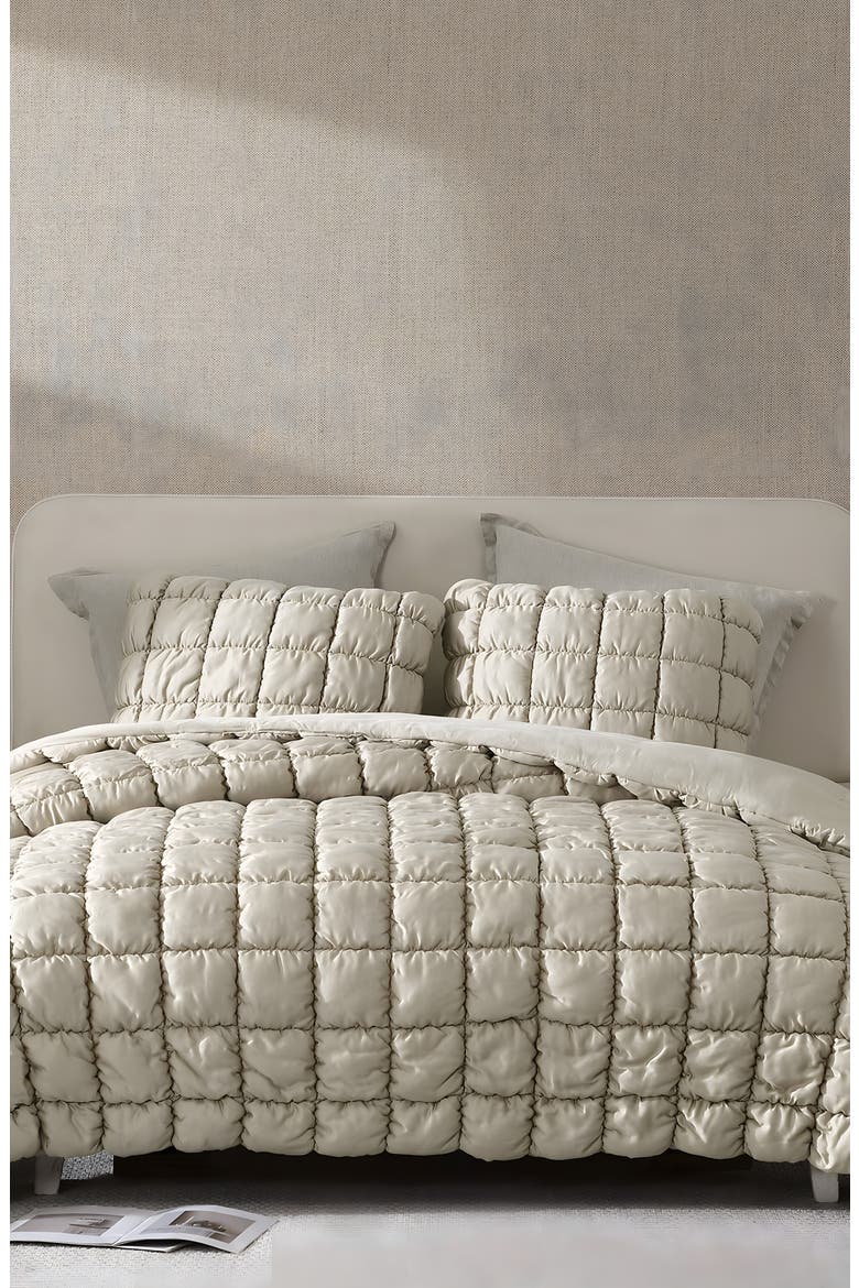 Puff Squares Set of 2 Pillow Shams, Alternate, color, SANDSTONE