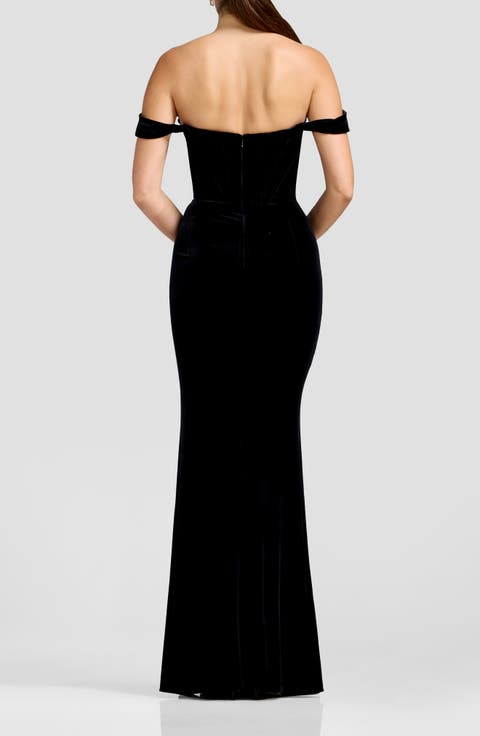 Melania Off the Shoulder Velvet Gown