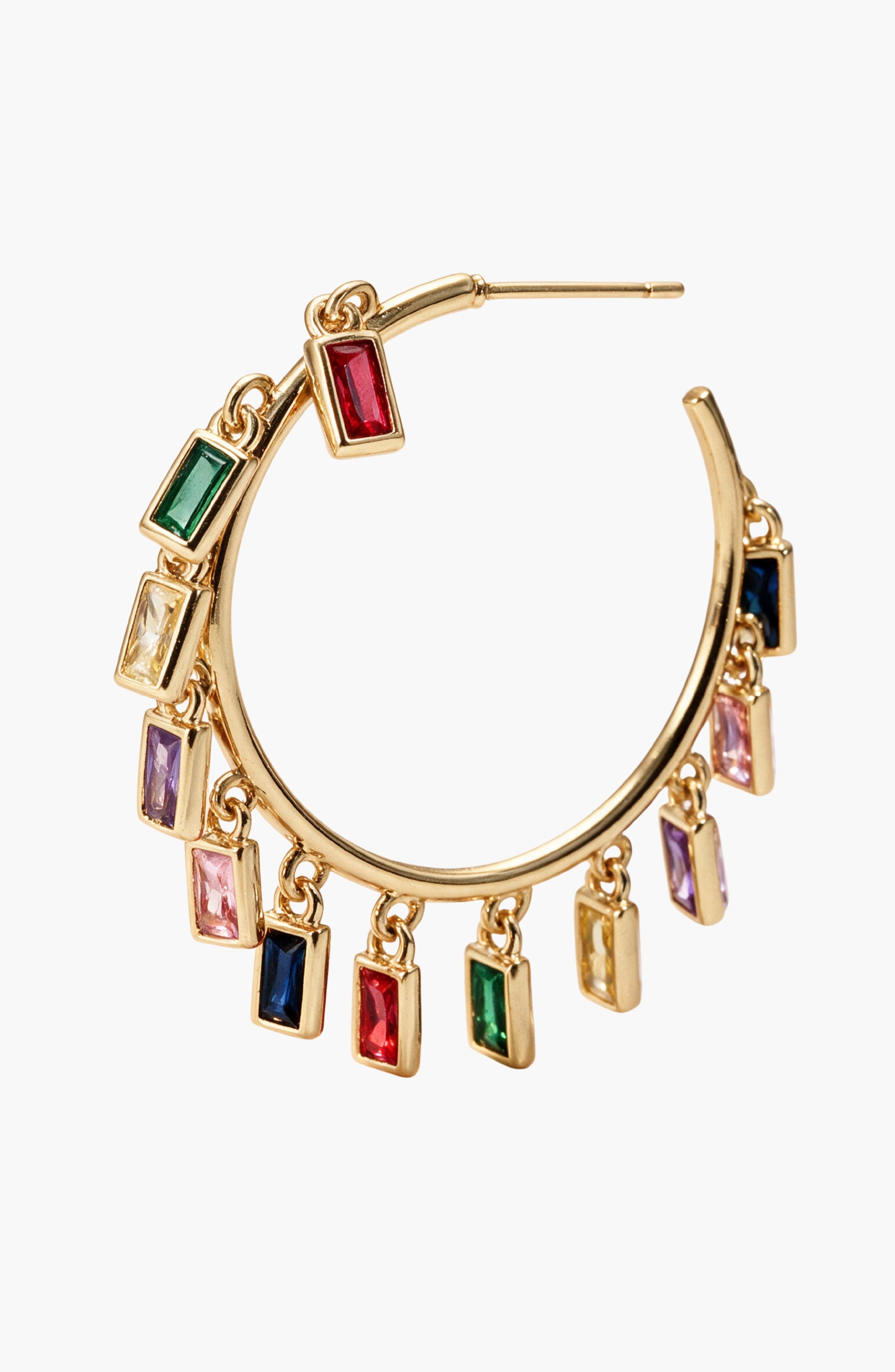 Modenaire Baguette Crystal Dangle Hoop Statement Earrings (Women ...