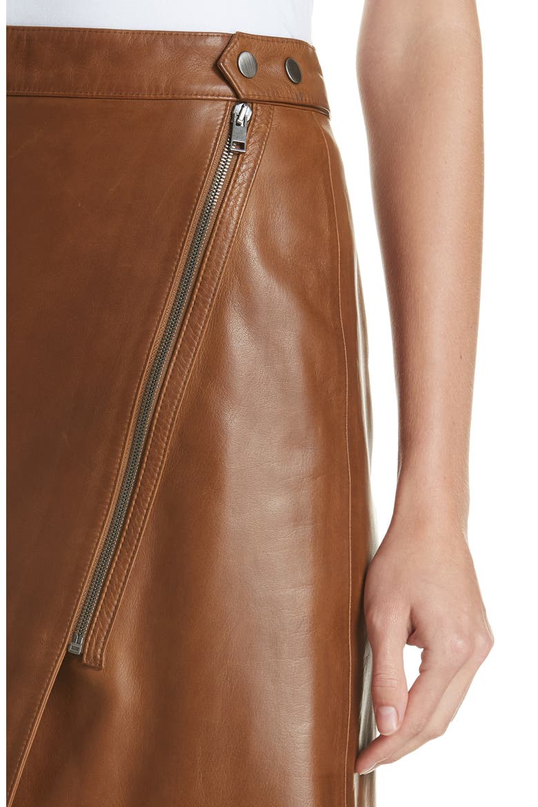 Faux Wrap Leather Skirt, Alternate, color, RUST BISQUE