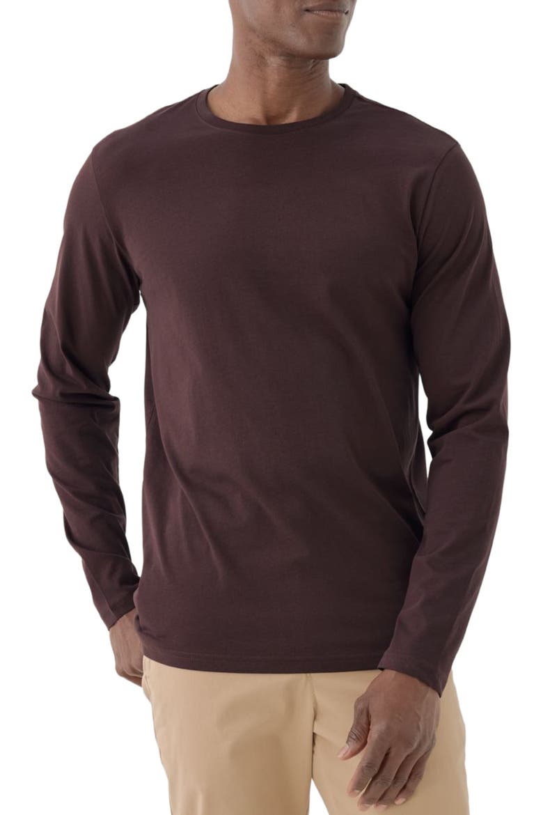 Organic Cotton Men's Softspun Essential Crewneck Long Sleeve Tee, Main, color, Plum