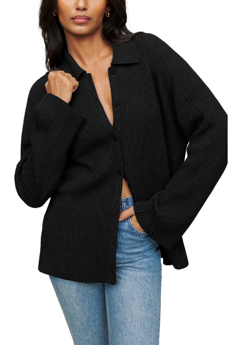 Fantino Recycled Cashmere Blend Cardigan, Main, color, BLACK