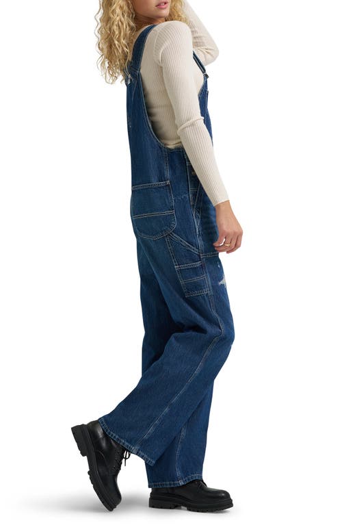 Lee Distressed Relaxed Denim Overalls In Blue