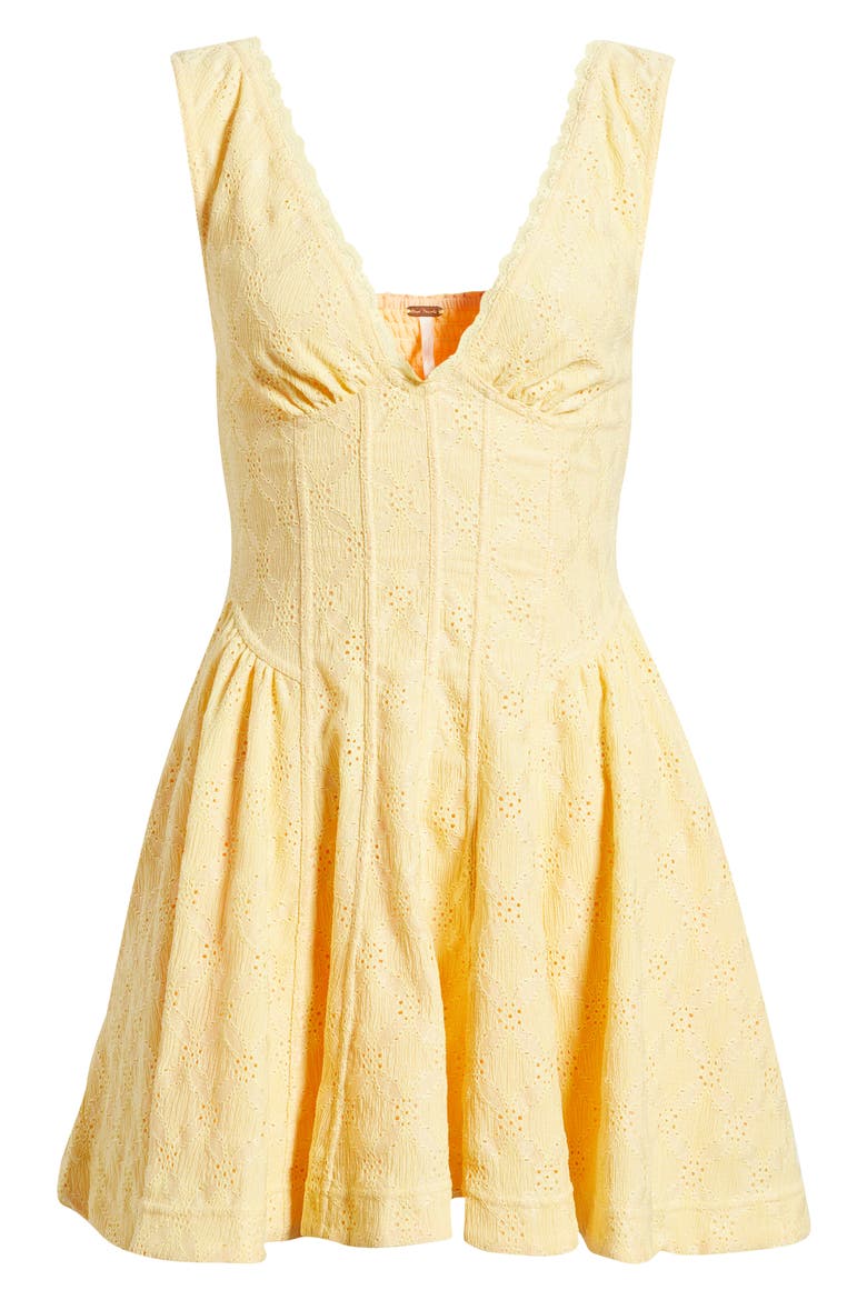 Can't Help It Eyelet Embroidered Minidress, Alternate, color, GOLDEN APRICOT COMBO
