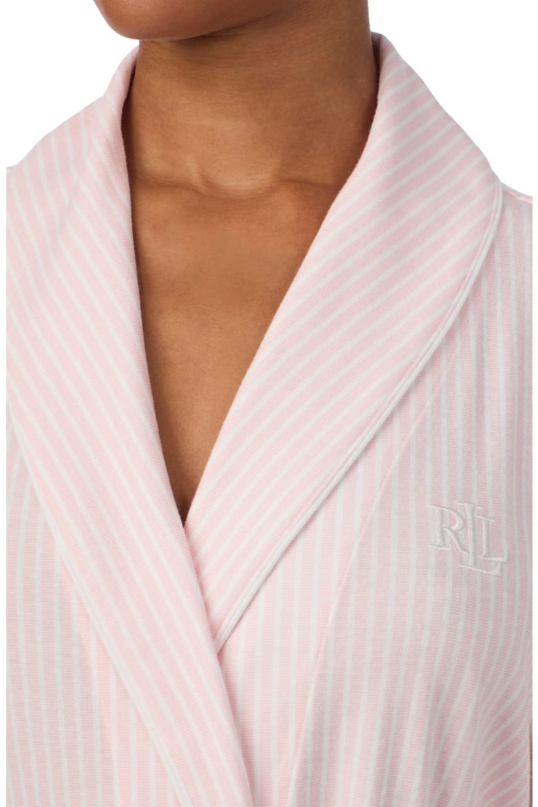 Print Cotton Blend Robe, Alternate, color, PINK STRIPE