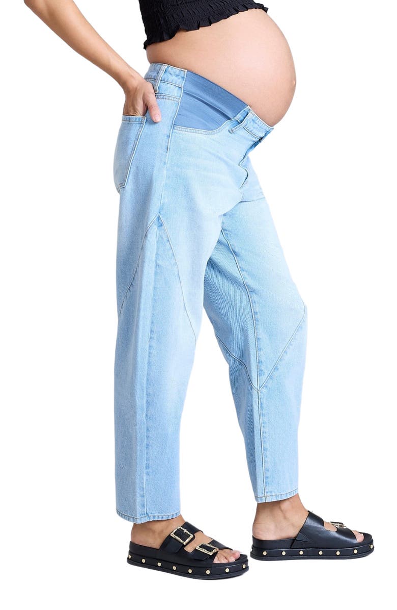 MOTHERHOOD MATERNITY Under the Belly Barrel Leg Maternity Jeans, Alternate, color, Marsha Wash
