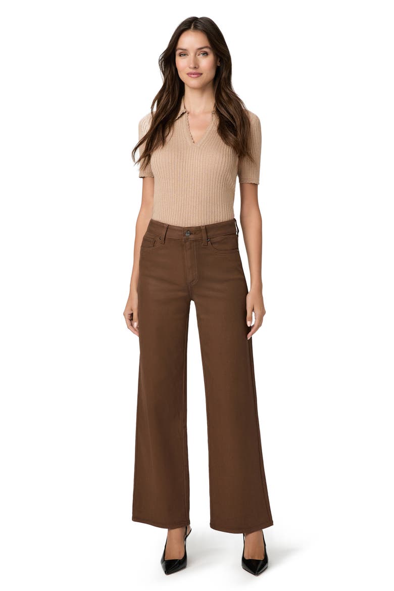 Anessa Luxe Coating High Waist Wide Leg Jeans, Alternate, color, COGNAC LUXE COATING