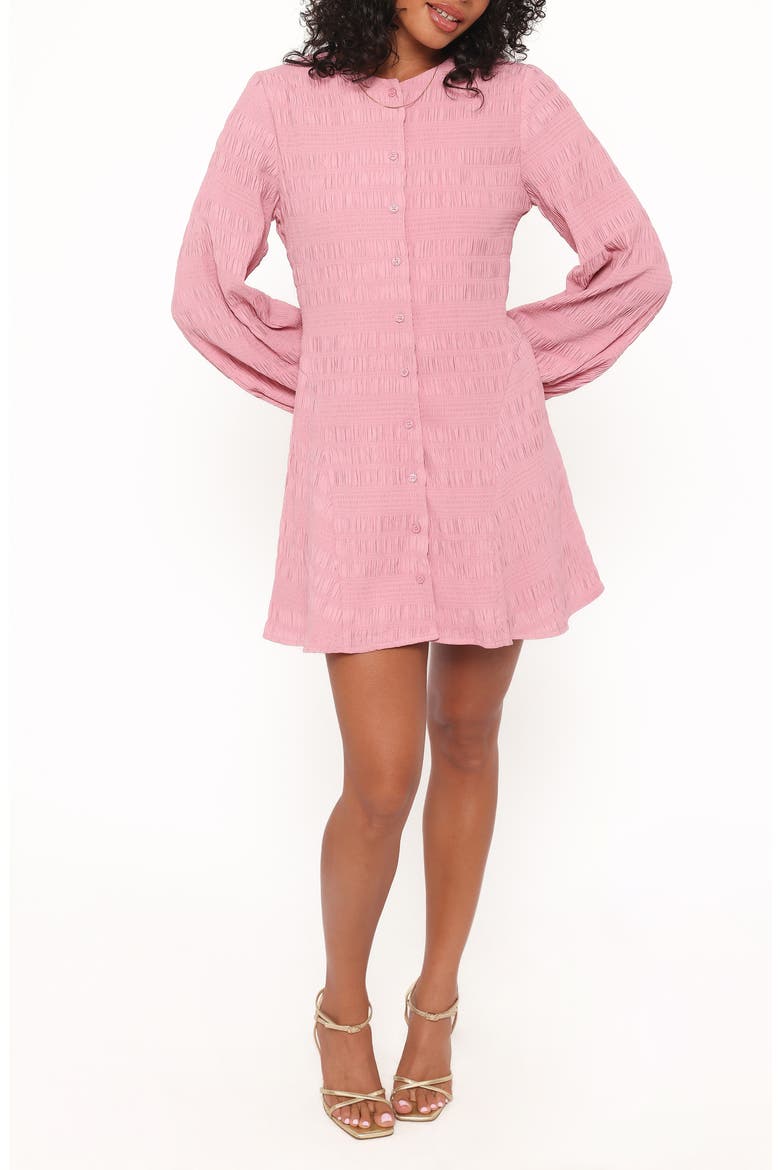 Amaya Smock Detail Long Sleeve Minidress, Main, color, PINK
