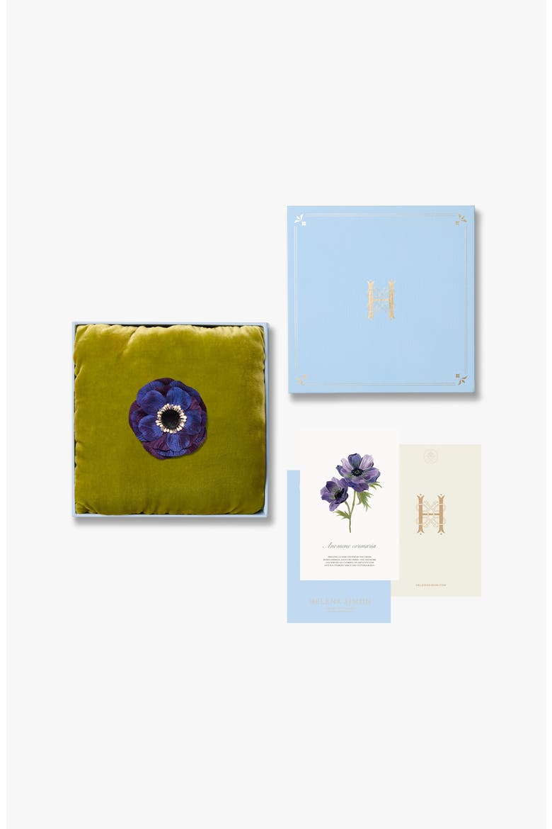 The Indigo Anemone Floral Brooch, Alternate, color, Indigo