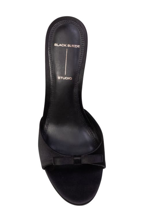 Black Suede Studio Albie Slide Sandal In Black Satin