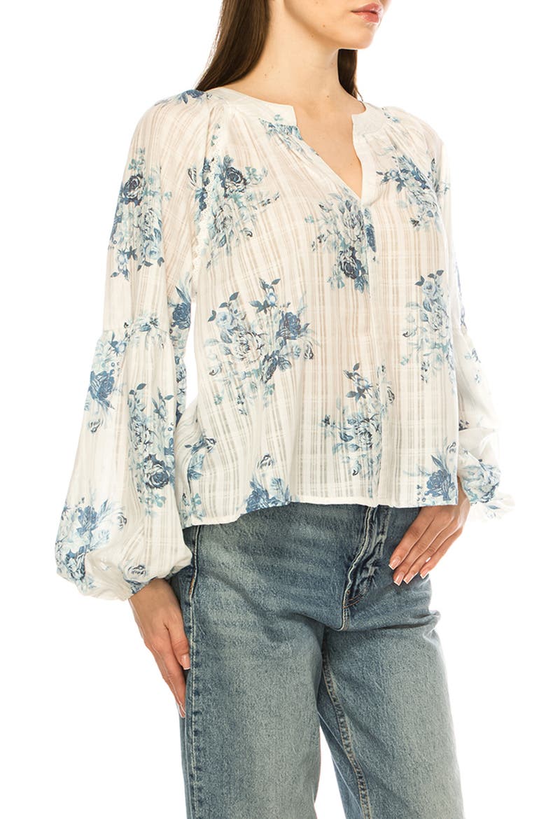 Button-Up Floral Top, Alternate, color, BRIGHT WHITE