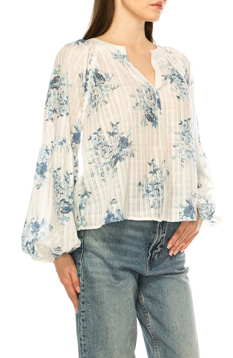 A COLLECTIVE STORY Button-Up Floral Top, Alternate, color, Bright White