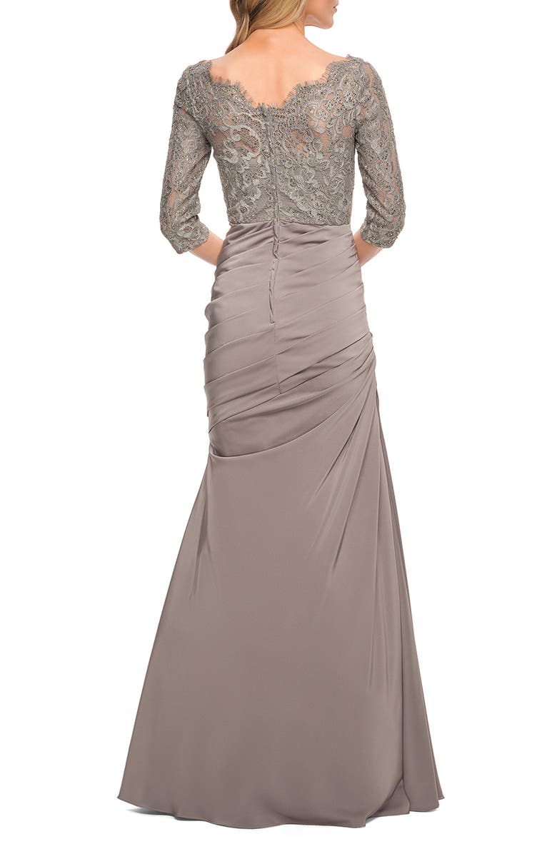 La Femme Sparkle Lace Trumpet Gown, Alternate, color,