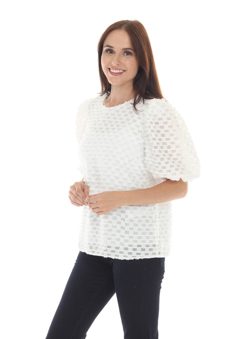 Textured Puff Sleeve Top, Alternate, color, WHITE