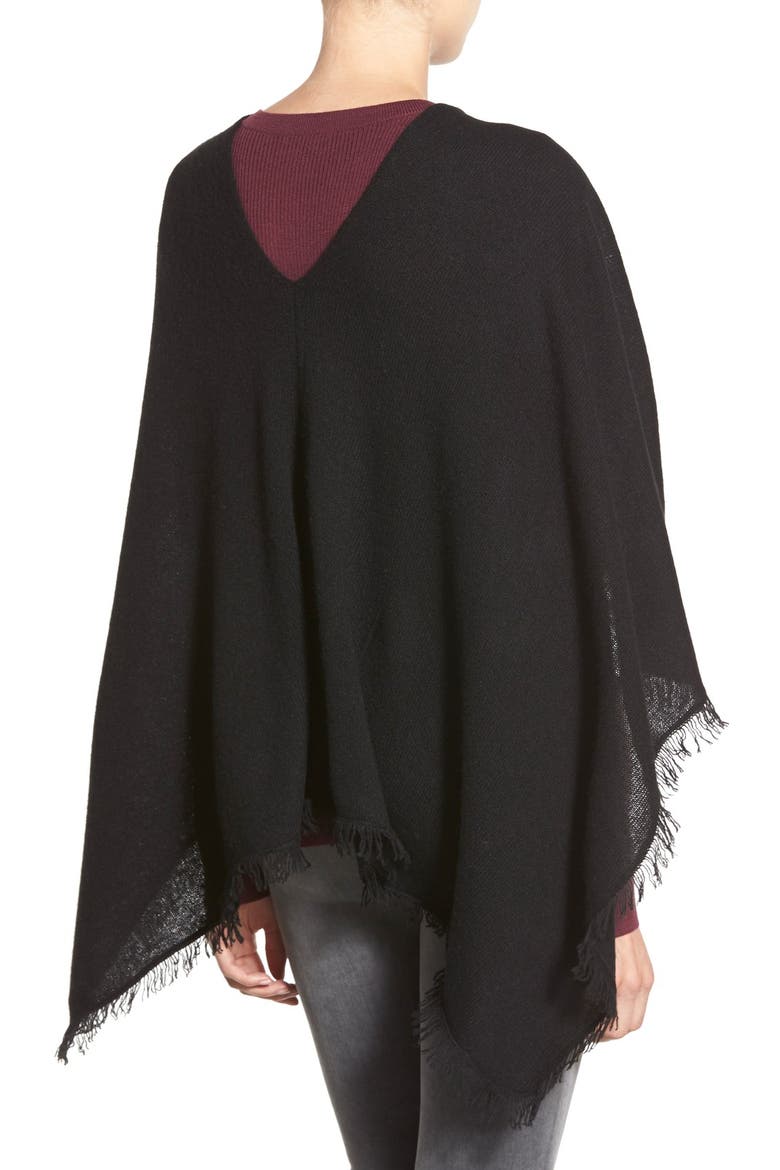 Convertible Fringe Cashmere Poncho, Alternate, color, BLACK