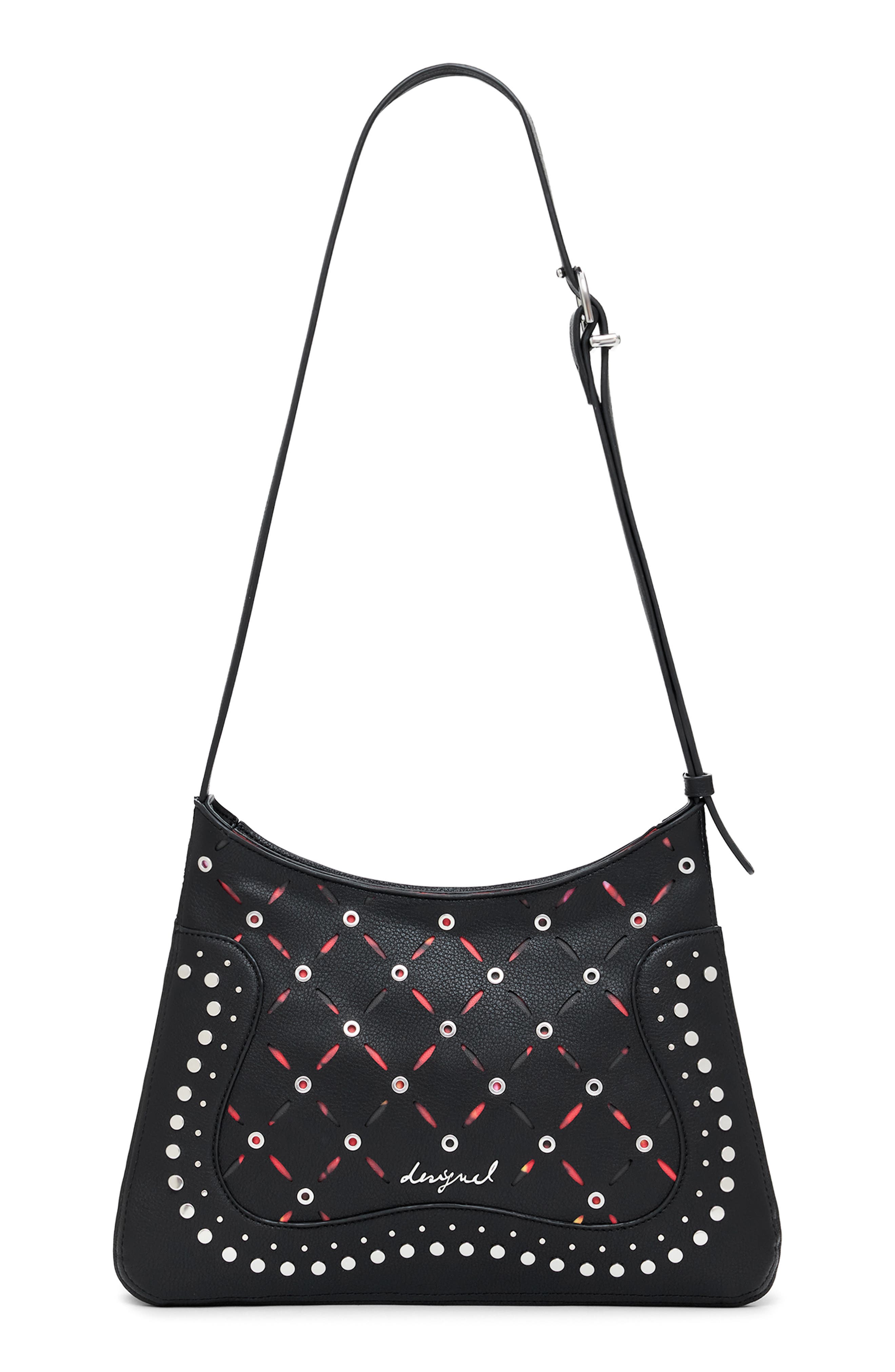 Desigual Faux Leather Crossbody Bag, Main, color, Black