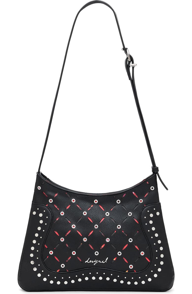 Desigual Faux Leather Crossbody Bag, Main, color, Black