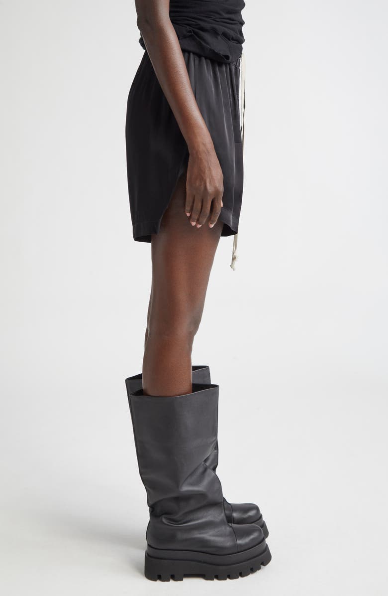 Rick Owens Silk Satin Boxer Shorts, Alternate, color, Black